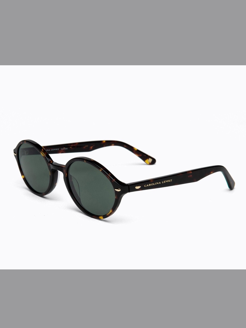Carolina Lemke Women's Brown Round Sunglasses with Subtle Metal Accents